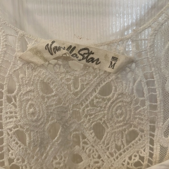 🖤 Vanilla Star white crochet tank top with pockets size medium - Picture 3 of 10